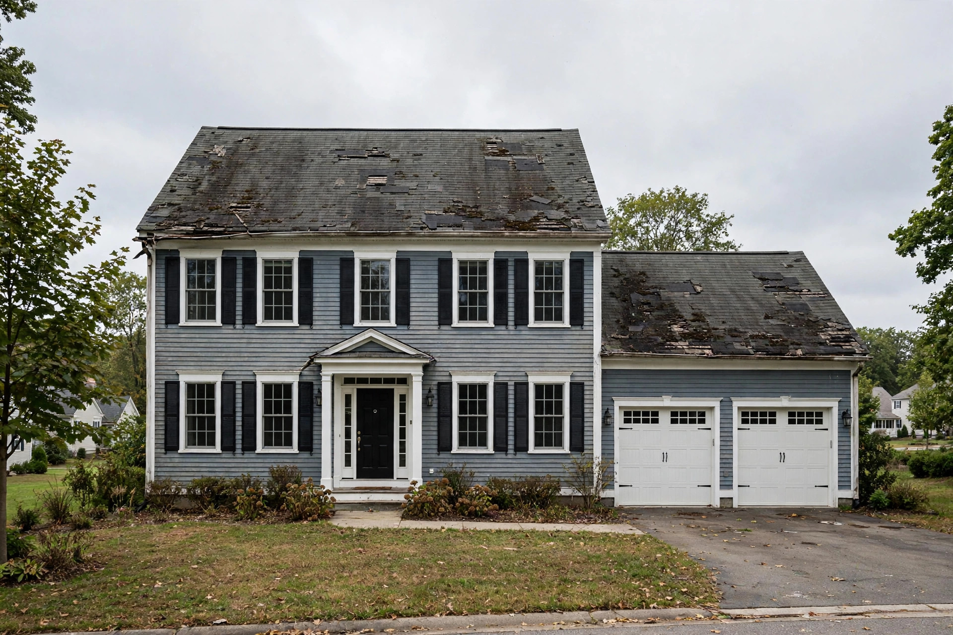 Before: hail-damaged roof